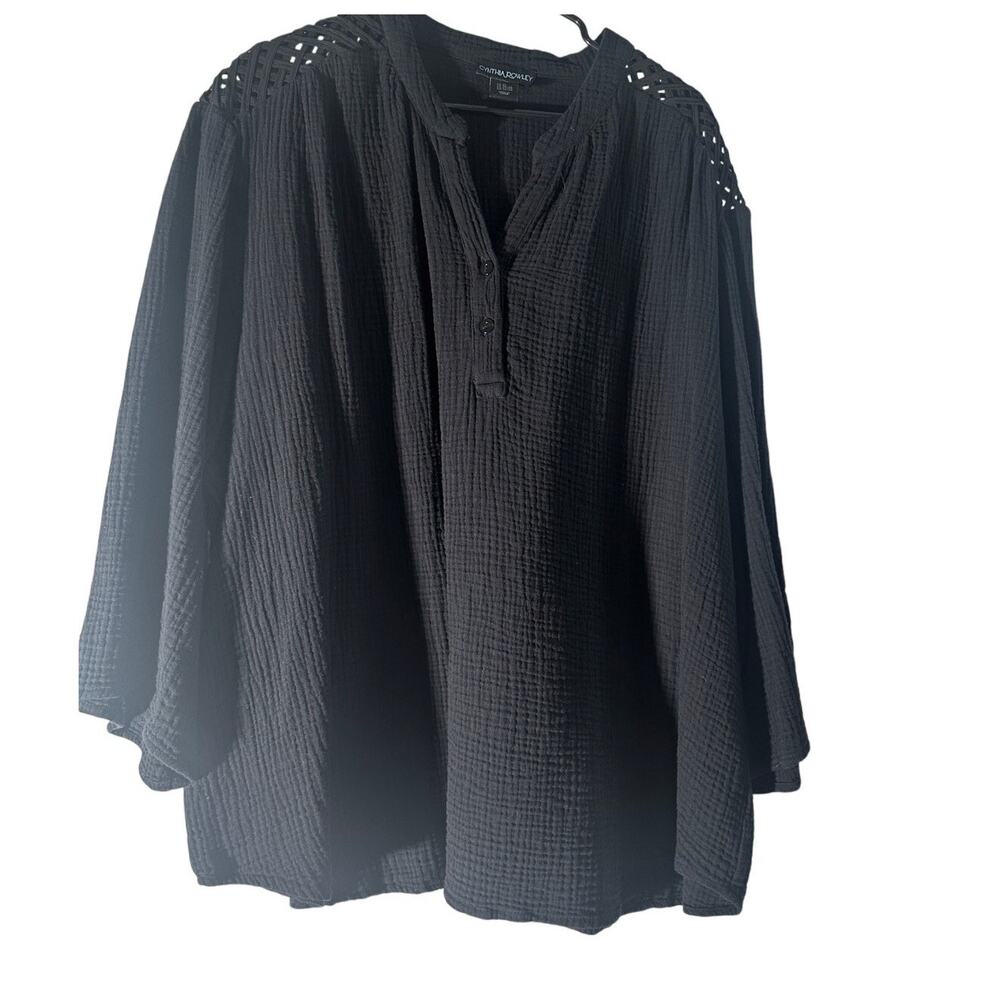 Cynthia Rowley Women's Black Textured Top - Size 3X - Picture 3 of 8
